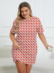 Geometric Print Round Neck Short Sleeve Dress