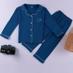 2pcs Boys Comfy Pajamas Set Shirts And Trousers Kids Clothes