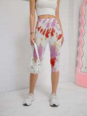 Tie Dye Print Cropped Leggings Skinny Casual Leggings