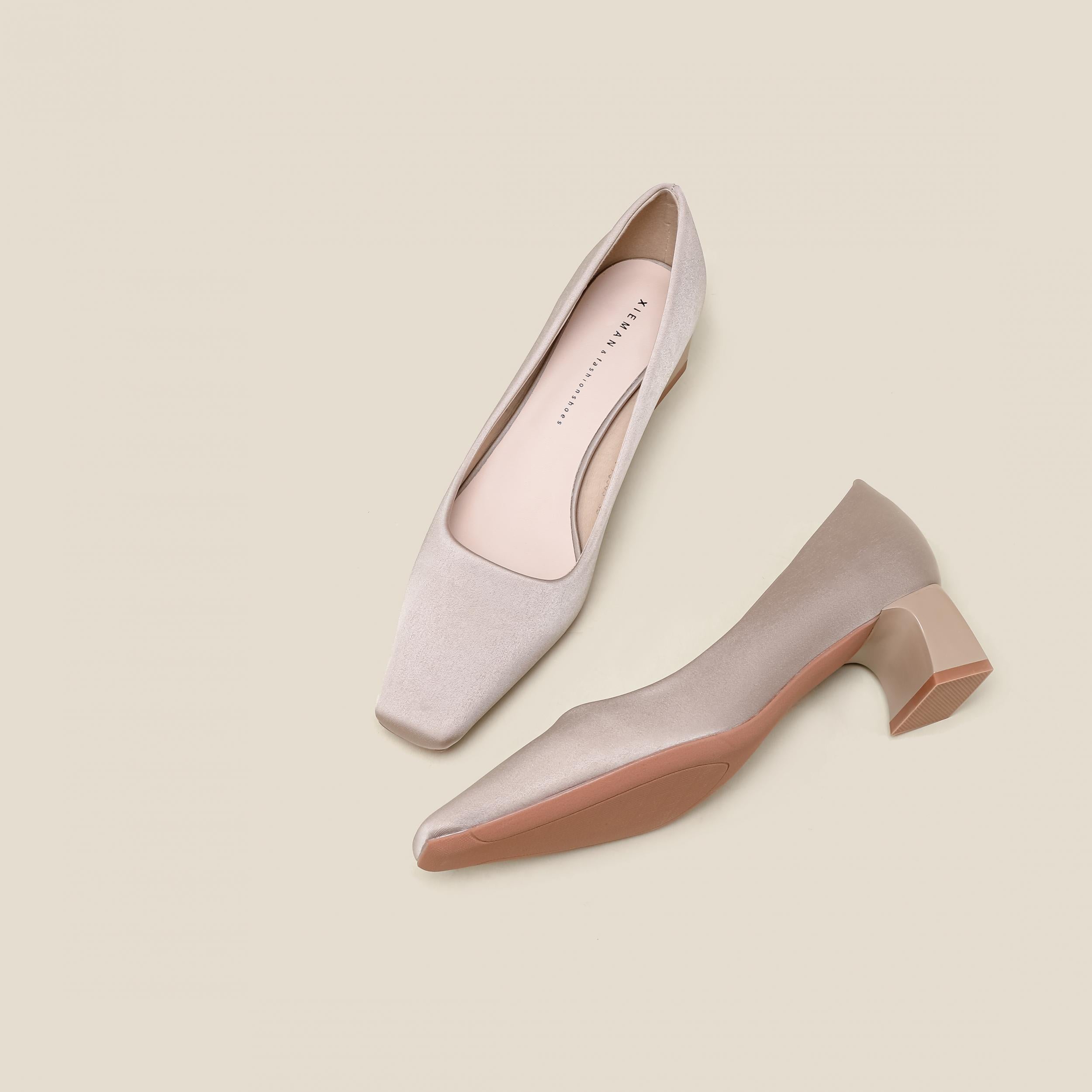 Women's Square Toe Chunky Heel Slip-On Pumps - Casual Shoes
