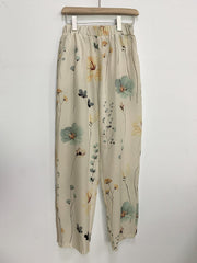 Floral Print Elastic Waist Pants with Pockets for Spring & Summer