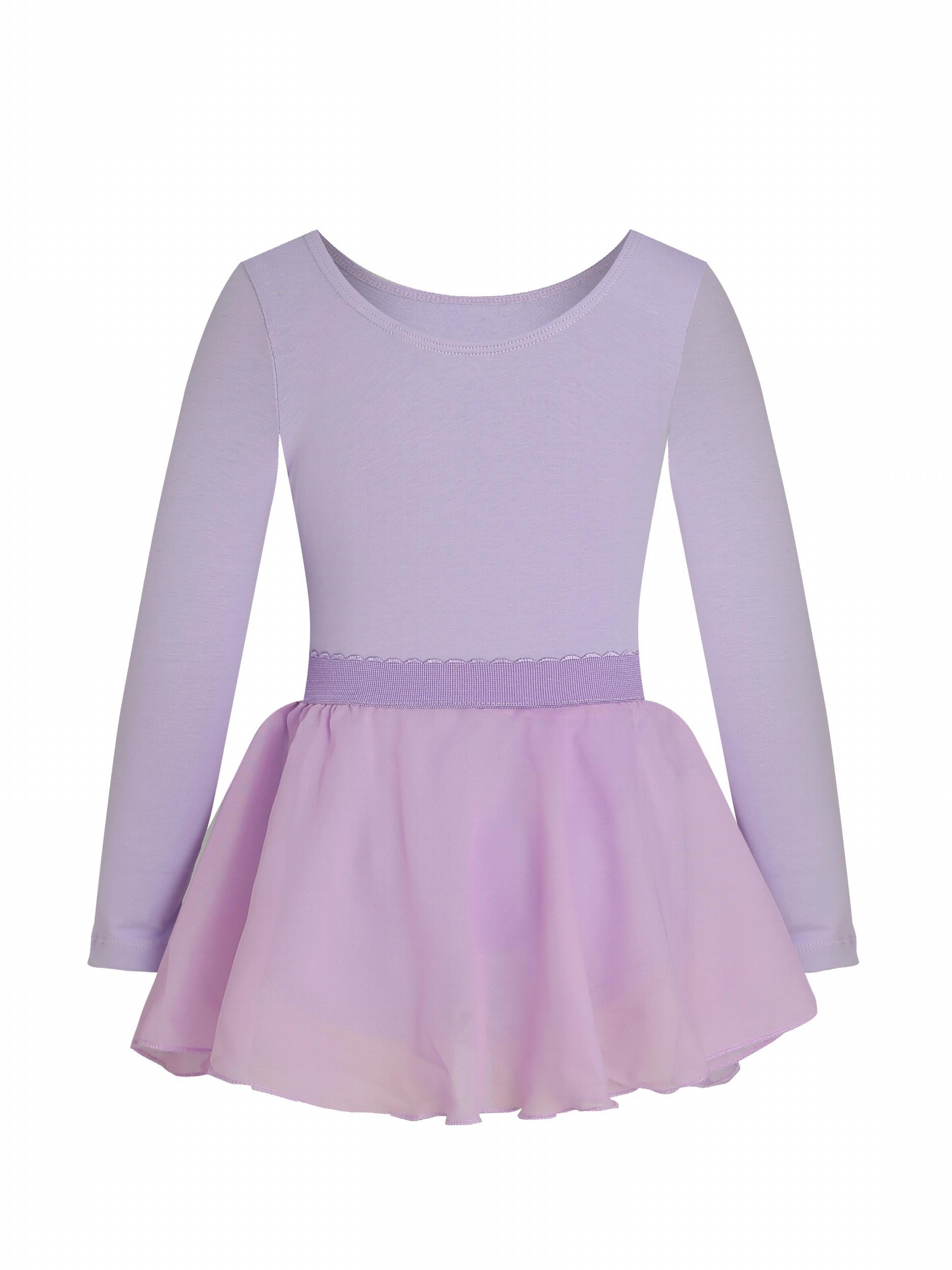 Girls Chiffon Skinny Ballet Dress Long Sleeve Dance Costume