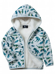 Boys Velvet Sweatshirt Coat Zip Up Hooded Warm Jacket