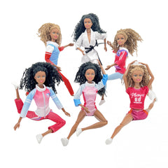 30Cm Curly Hair Doll Play 66 Sports Collection African Doll Outfit Shoes