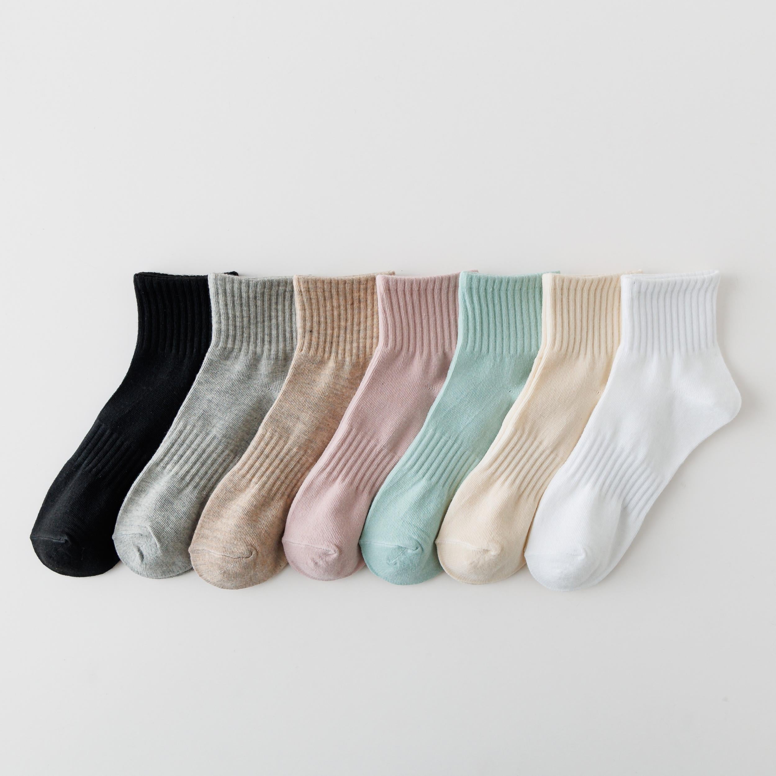 7 Pairs Breathable Crew Socks Women's Stockings