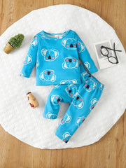 Baby Boy Pajama Set Cartoon Graphic Pullover Top Trousers Set