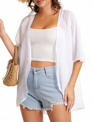 Chiffon Loose Cover Up Solid Casual Comfy Blouse Kimono