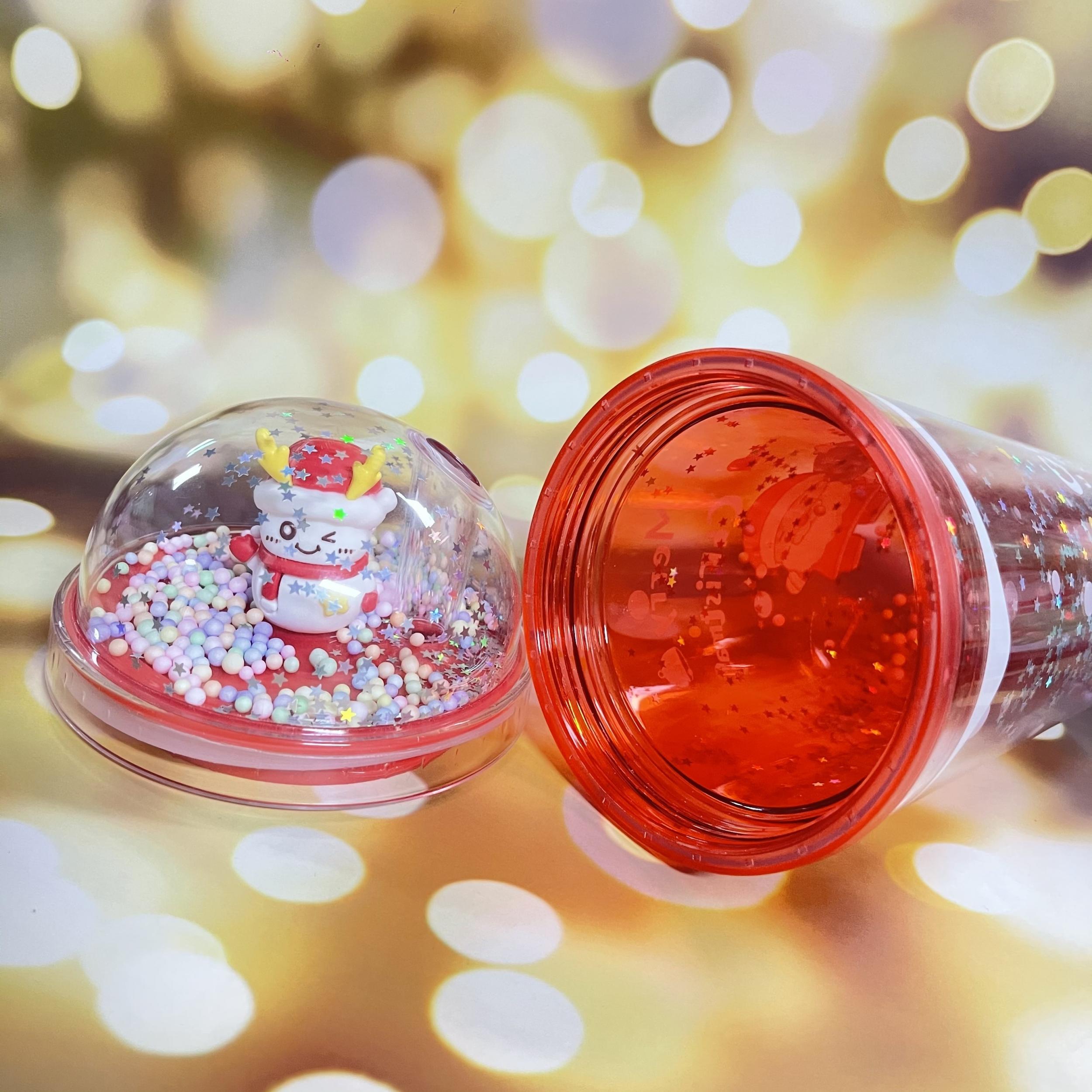 460ml Christmas Series Double Layer Water Cup With Straw And Lid