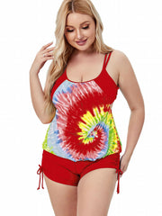 Tie Dye Bikini Set Women's Plus Size Medium Stretch Vacation Beachwear