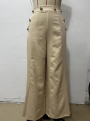 Button Decor Wide Leg Pants for Women