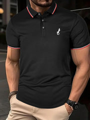 Men's Lizard Polo Shirt Stretch Breathable Button Up Short Sleeve