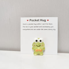 Pocket Hug Resin Animal Decoration with Encouraging Greeting Card