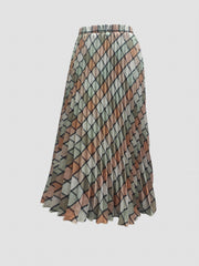 Casual Skirt Women's Plus Argyle Print Maxi Skirt