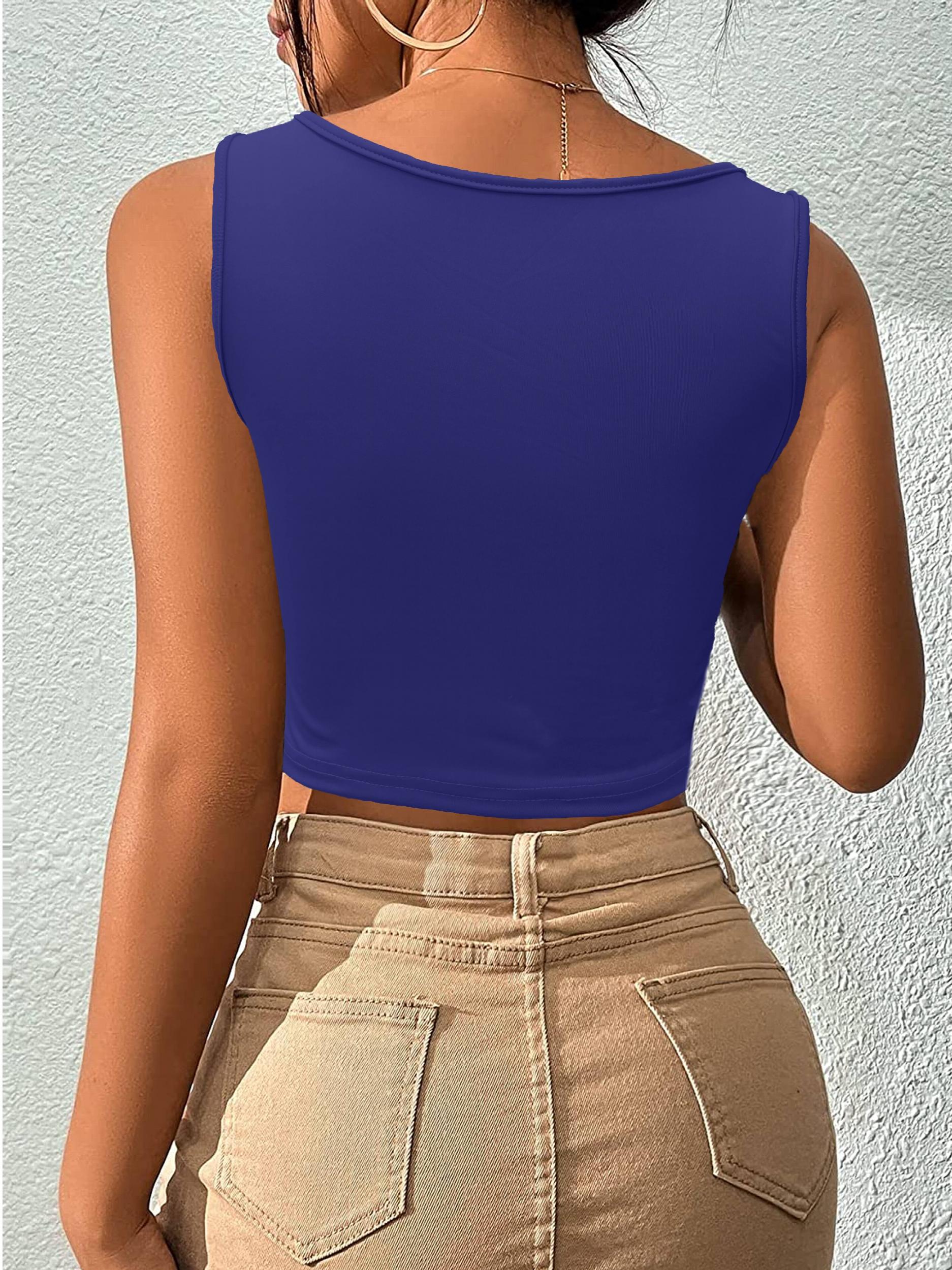 Y2K Solid Slim Crop Tank Top for Summer