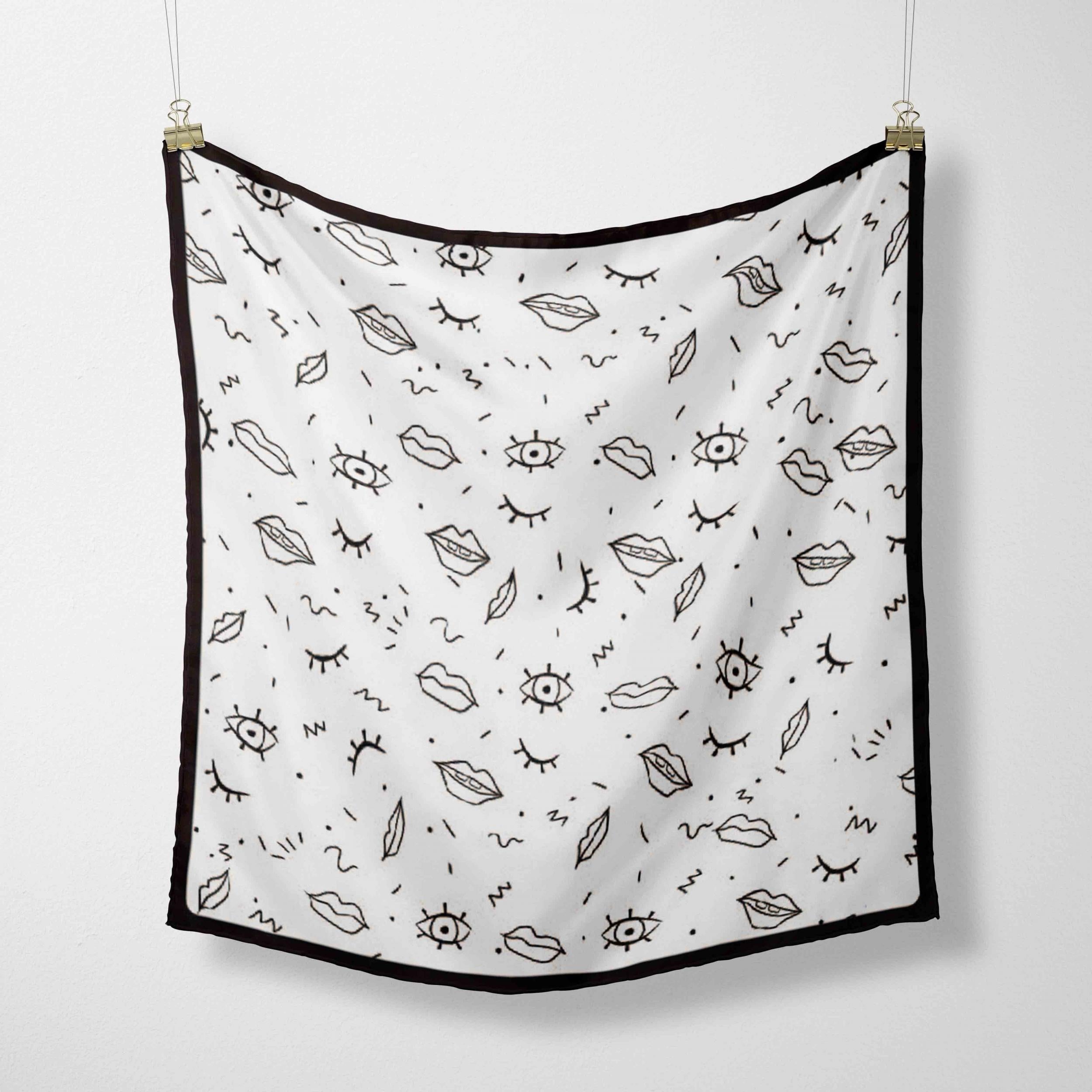 Eyes Lips Print Bandana Hip Hop Square Scarf Headband Casual Handkerchief