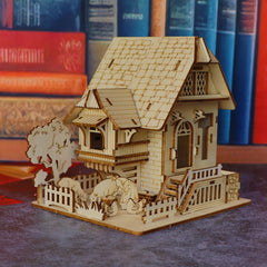 3D Wooden Farmhouse Puzzle Family Courtyard Model