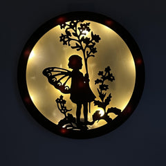 Children's Room LED Wall Clock Lamp Retro Wooden Sign Hanging Lamp