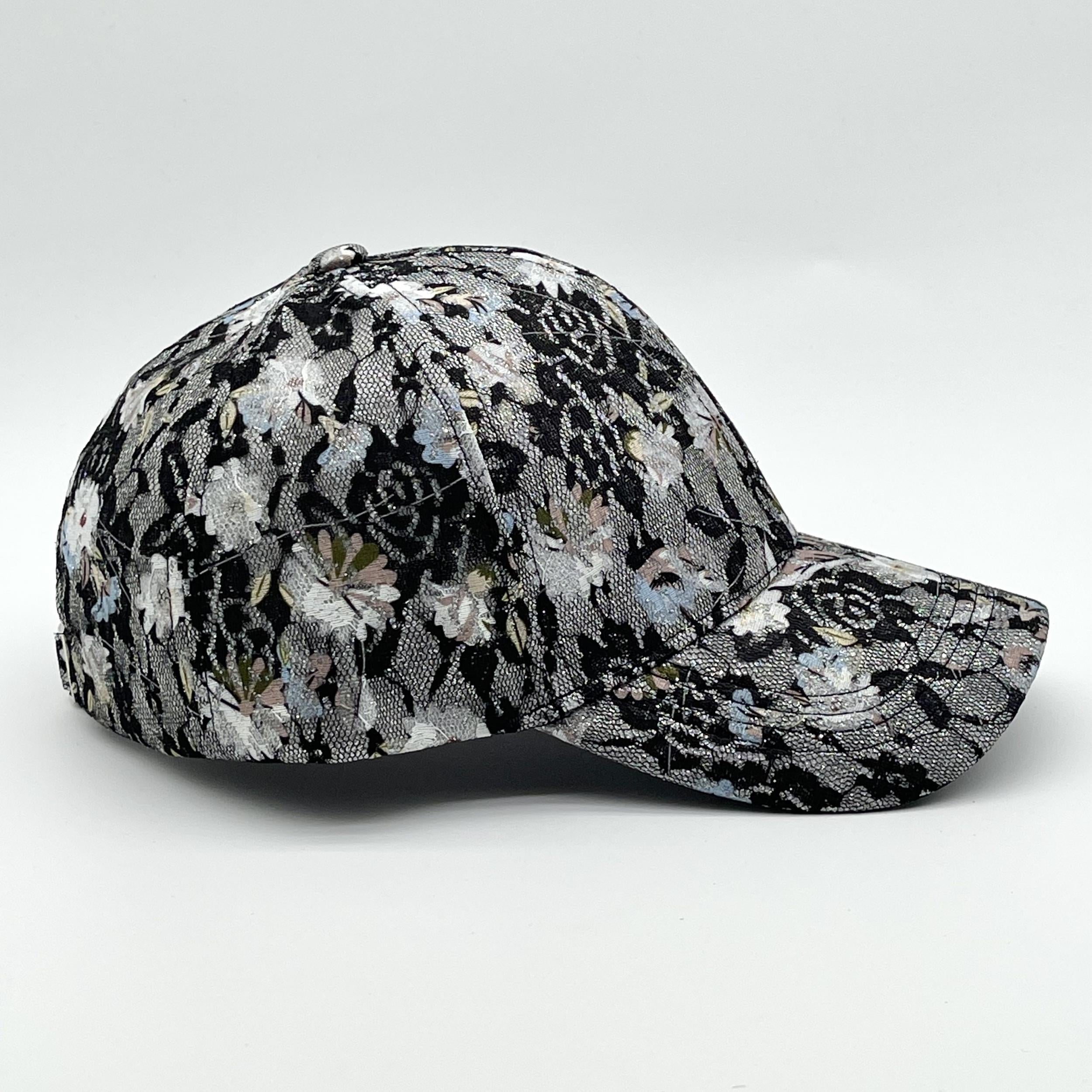Glitter Floral Embroidery Baseball Cap Lace Breathable Dad Hats For Women