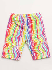 Toddler Girl Casual Shorts Rainbow Stripes Breathable Stretchy