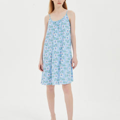 Floral Print Nightdress Crew Neck Sleep Dress Women's Sleepwear