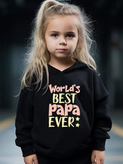 World's Papa Pattern Long Sleeve Hooded Sweatshirt Girls Comfy Hoodies Pullover