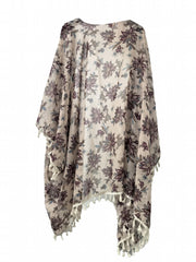 Floral Print Tassel Trim Kimono Cardigan