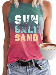 Letter Print Sleeveless Tank Top Casual Loose Fit
