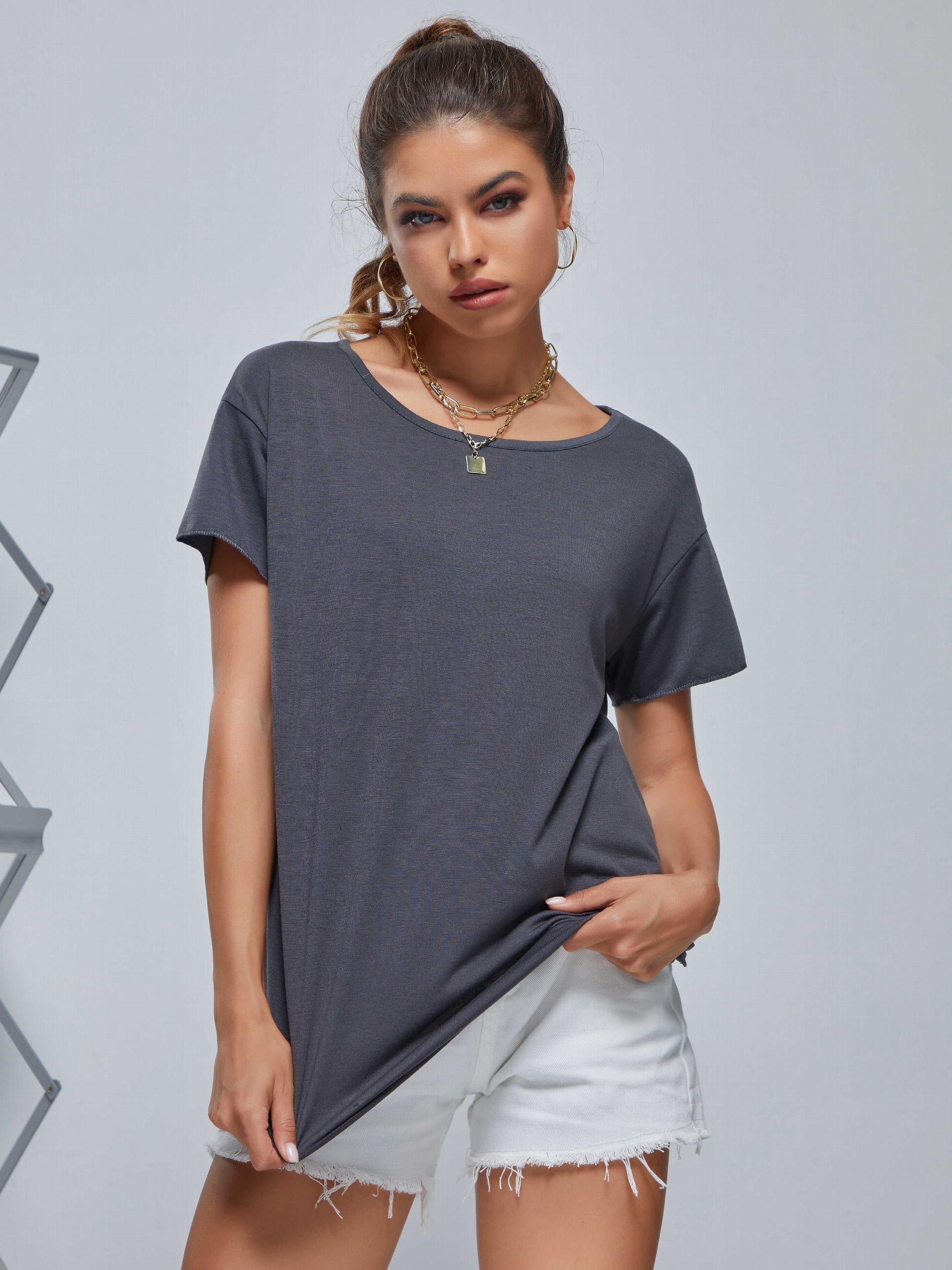 Short Sleeve T shirt Sports Fitness Yoga Running Top Women's Activewear