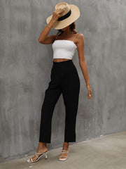 Solid High Waist Summer Pants Women's Clothing