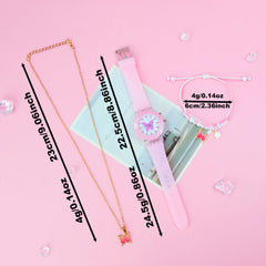 3pcs Girls' Quartz Watch Bracelet Set LED Glow in the Dark Silicone Strap
