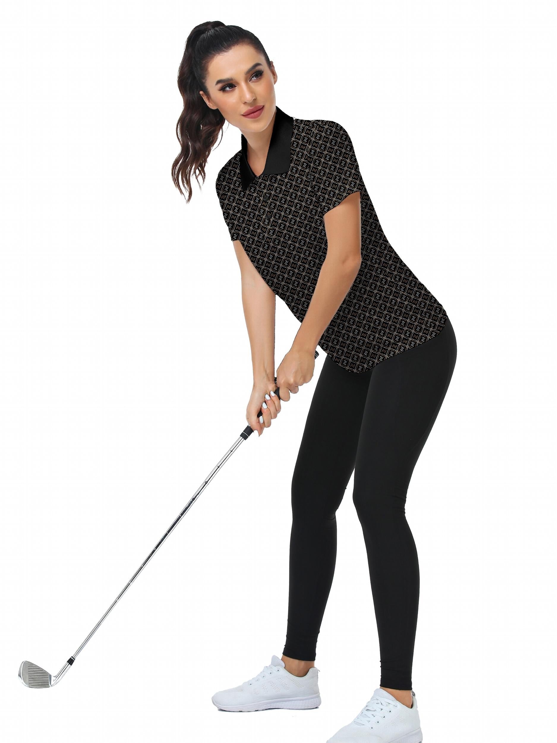 Women's Geometric Letter Graphic Golf Shirt