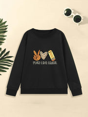 Girls' Leopard Pencil Graphic Sweatshirt Long Sleeve Round Neck Pullover