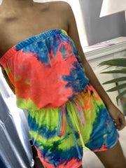Tie Dye Off Shoulder Jumpsuit