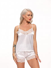 Lace Pajama Set V Neck Cami Top & Shorts Women's Sleepwear