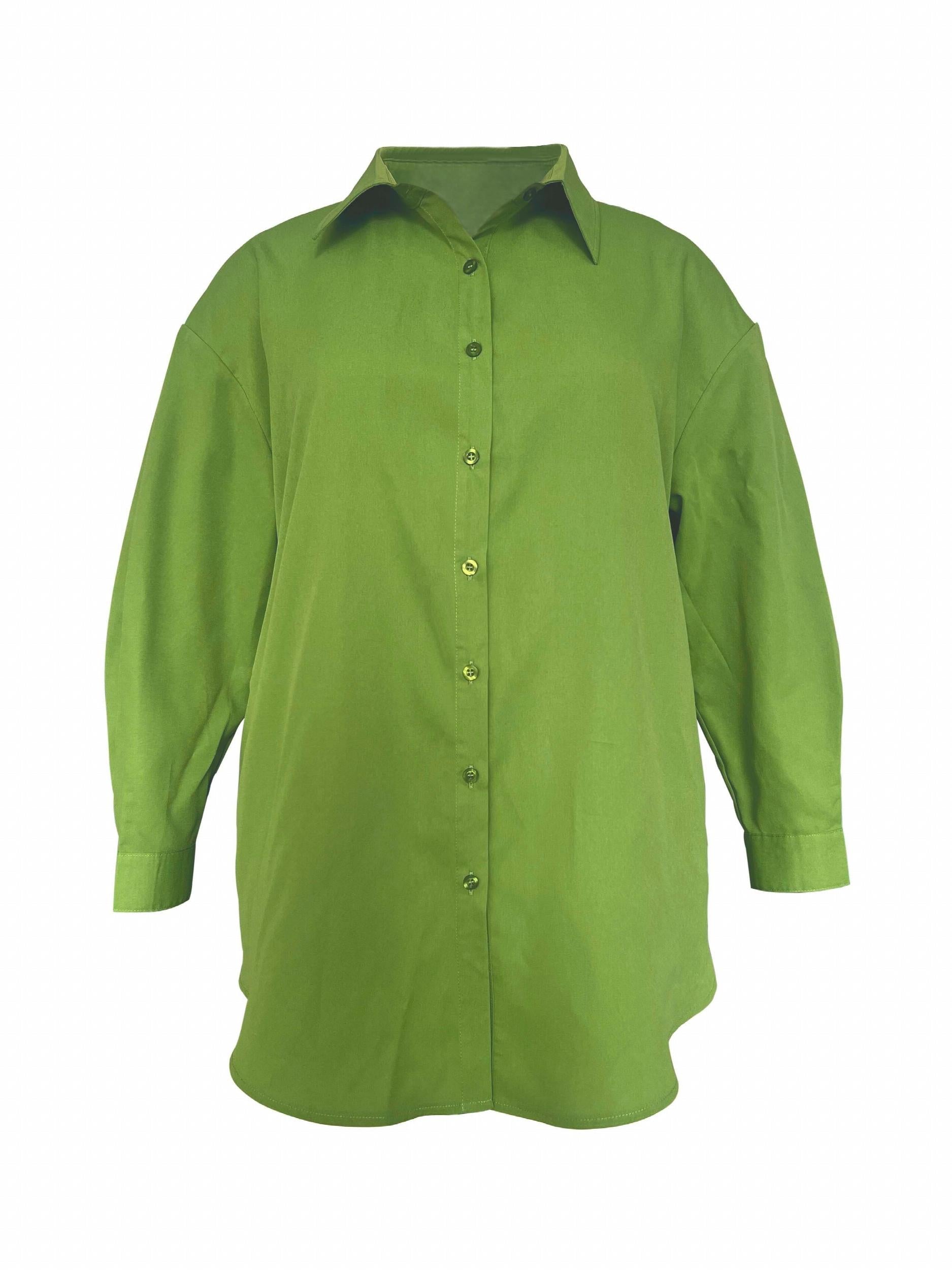 Solid Button Up Long Sleeve Blouse