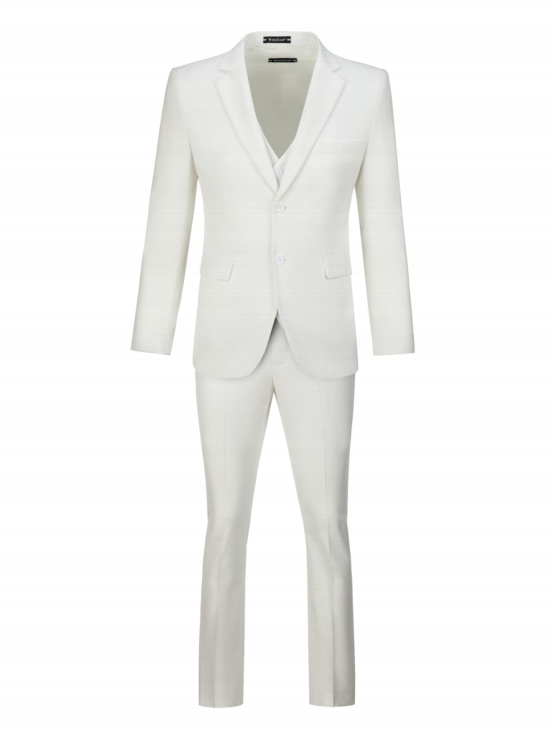 Men's 3-Piece Two-Button Jacket & Vest & Pants Suit Set