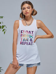 Graphic Casual Sports Tank Top Sleeveless Shirts Women's Summer Tops
