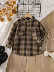 Baby Girls Plaid Shirts Button Down Lapel Long Sleeve Spring And Autumn