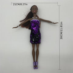 African Skin Doll Girl Toy 30cm, Children's Gift, Home Decor