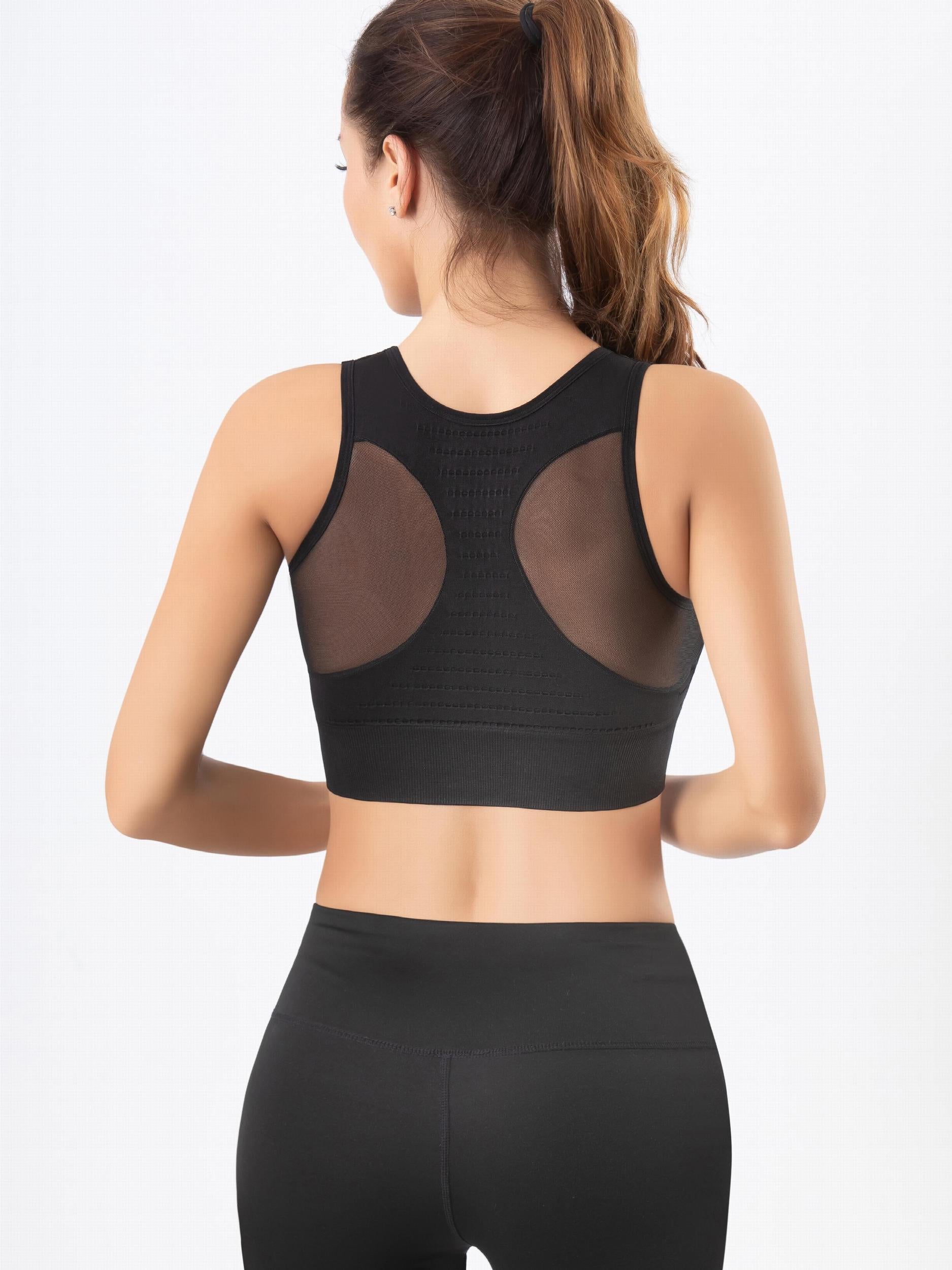 Mesh Sports Bra Breathable Shockproof Workout Tank Bra