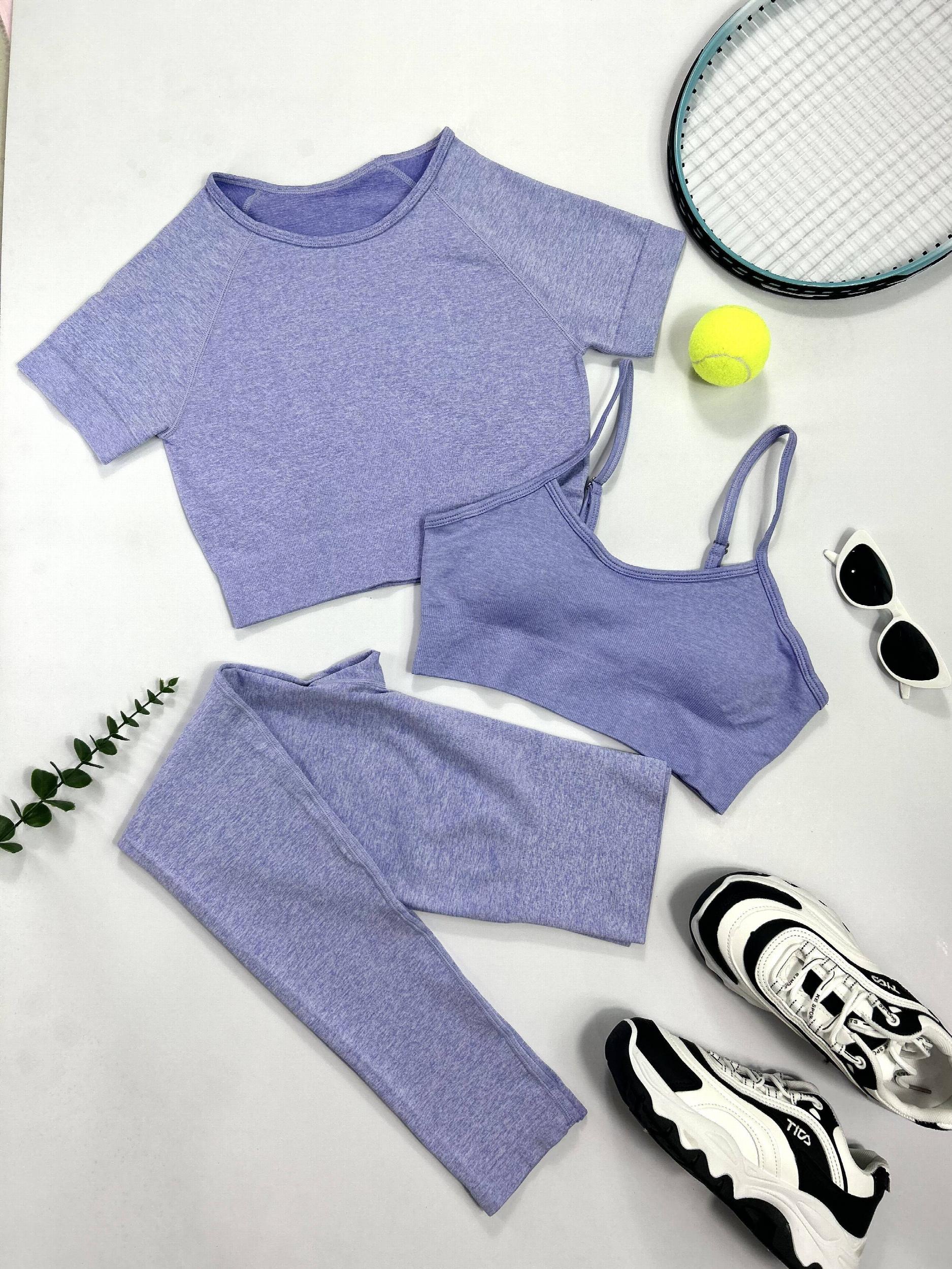 3pcs Yoga Workout Set Sports Bra Crop Top Leggings Women's Activewear