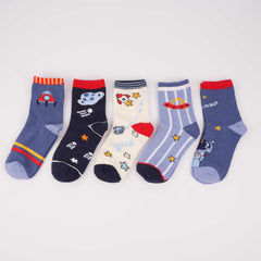 5pairs Kids Cartoon Breathable Soft Socks - Spring Summer