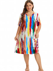 Rainbow Striped Tee Sleep Dress