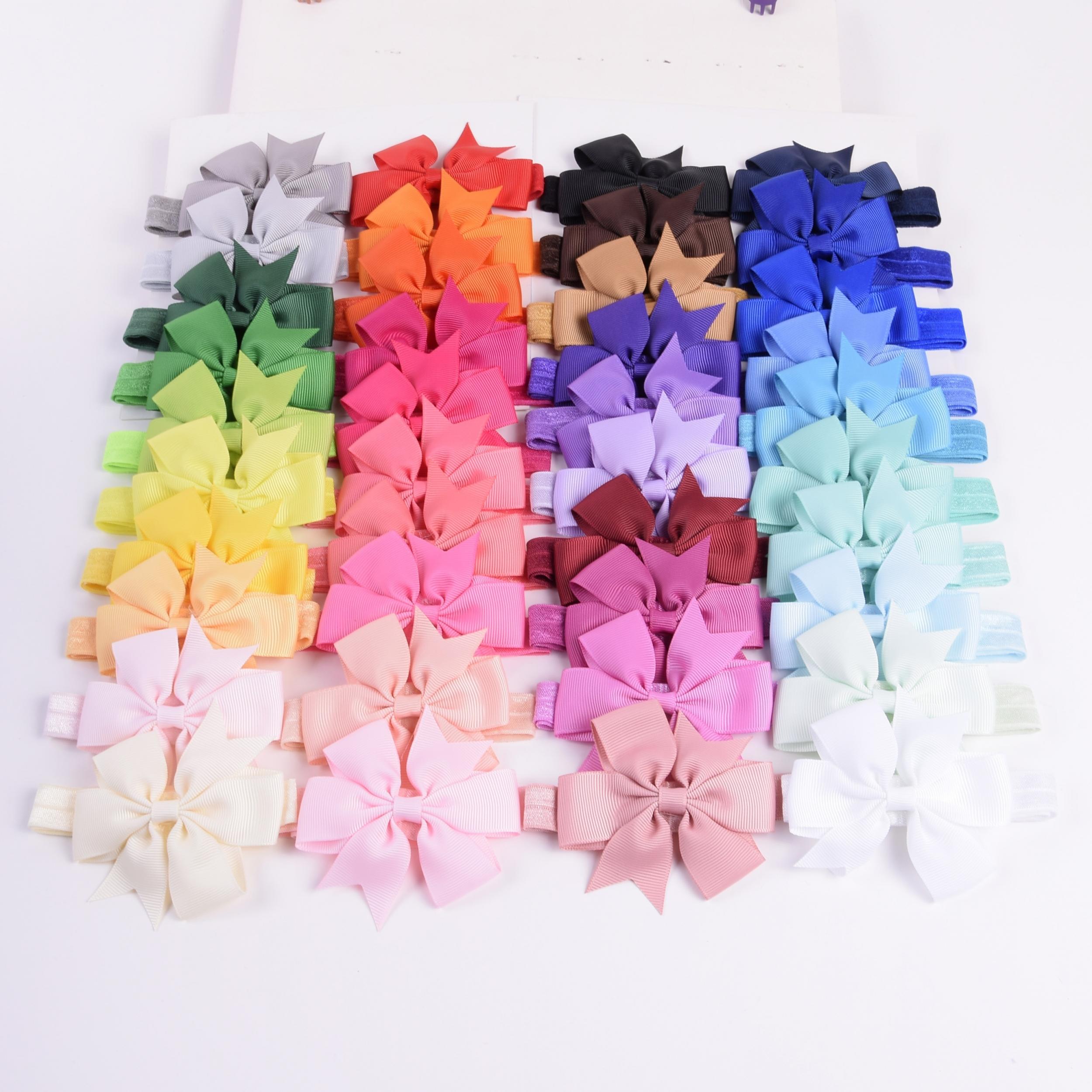 40pcs Soft Candy Bow Headbands for Newborn Toddler Infant Baby Girls