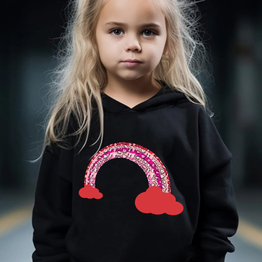 2pcs Sweet Rainbow Graphic Hoodies Pants Set Spring Fall Sports Gift Girls