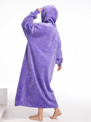 Cozy Hooded Lounge Robe with Pockets for Women