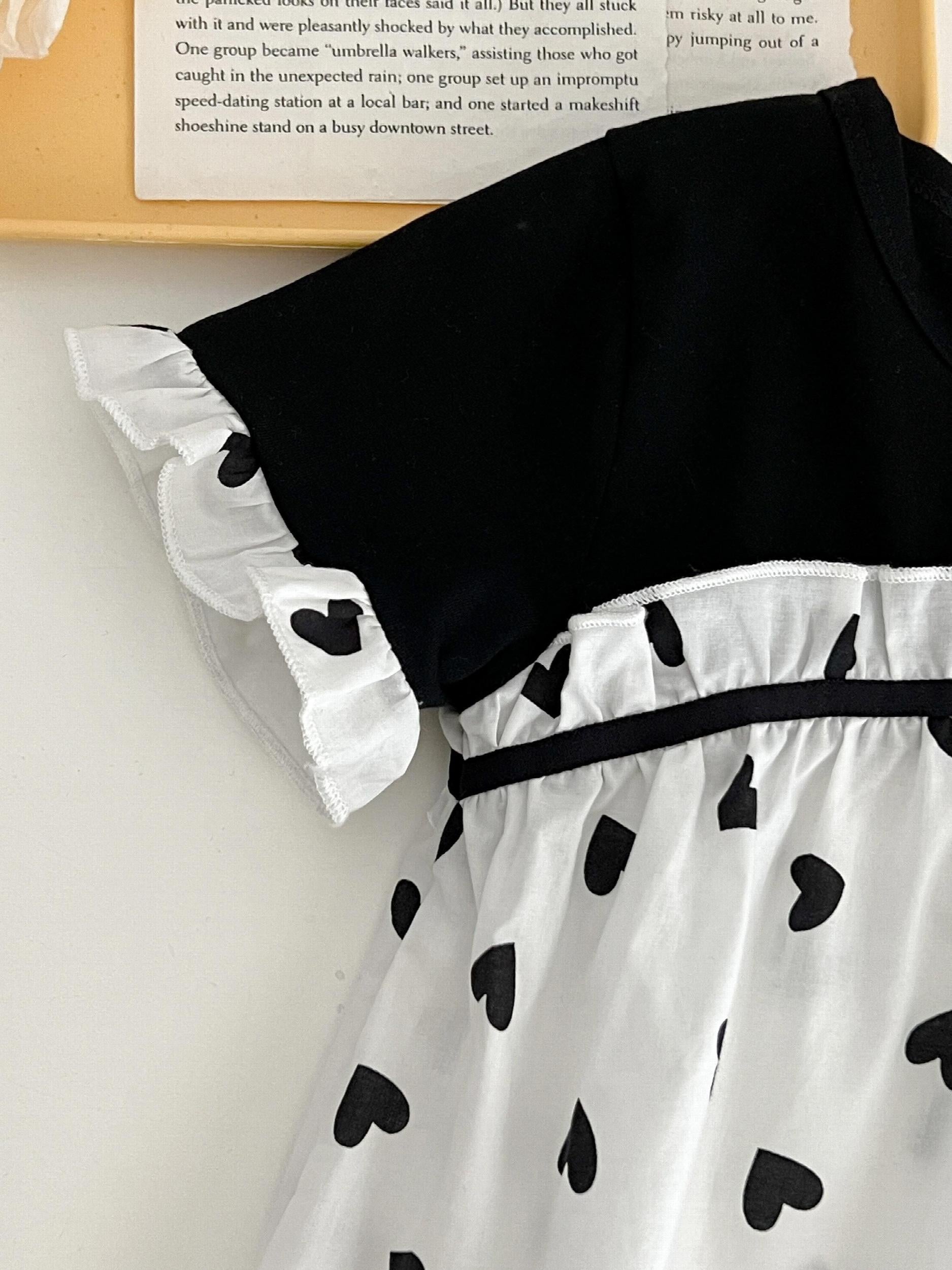Bow Love Print Casual Dress For Baby Girl