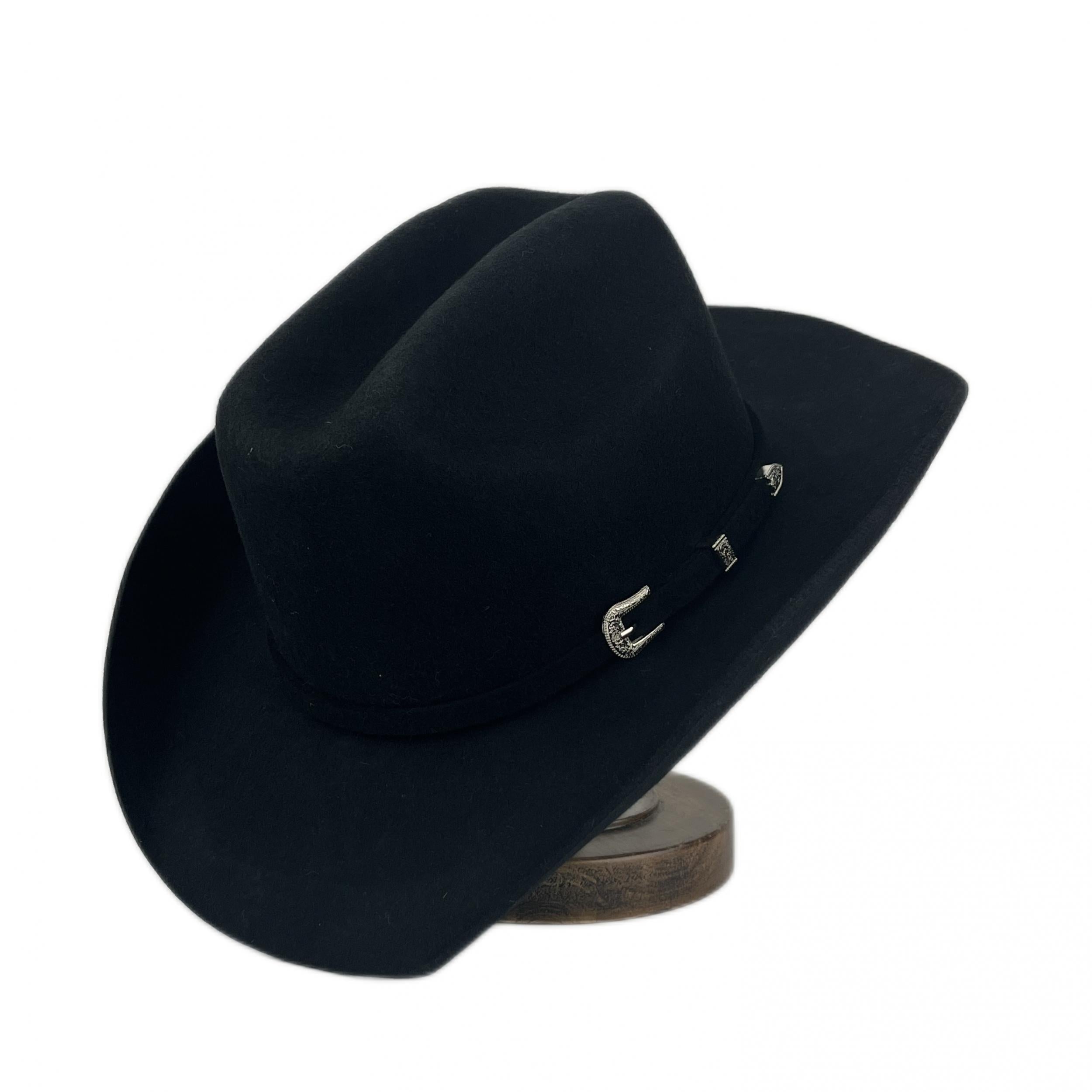 Western Cowboy Hat With Metal Buckle Mens Wool Knight Hats