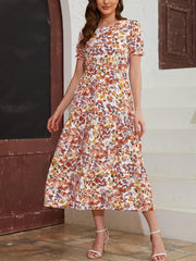 Floral Print Short Sleeve Dress for Spring & Summer