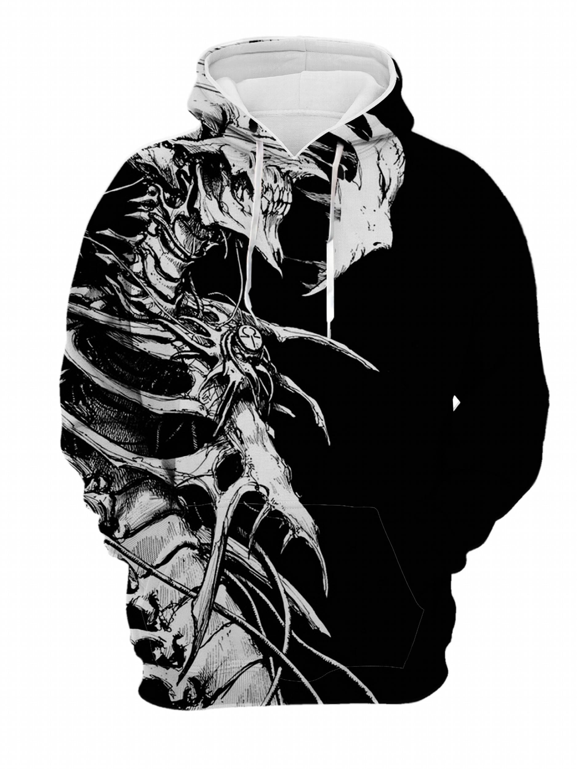 Men's Dark Skull Graphic Hoodie Active Slightly Stretch Breathable